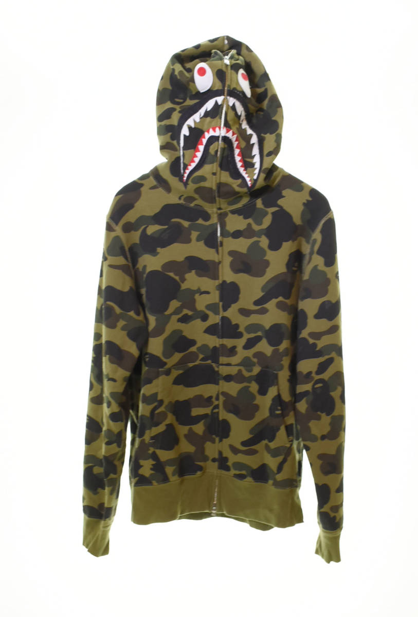 △ A BATHING APE アベイシングエイプ シャーク フルジップ パーカー 001ZPD301008X sizeL 緑 グリーン 103