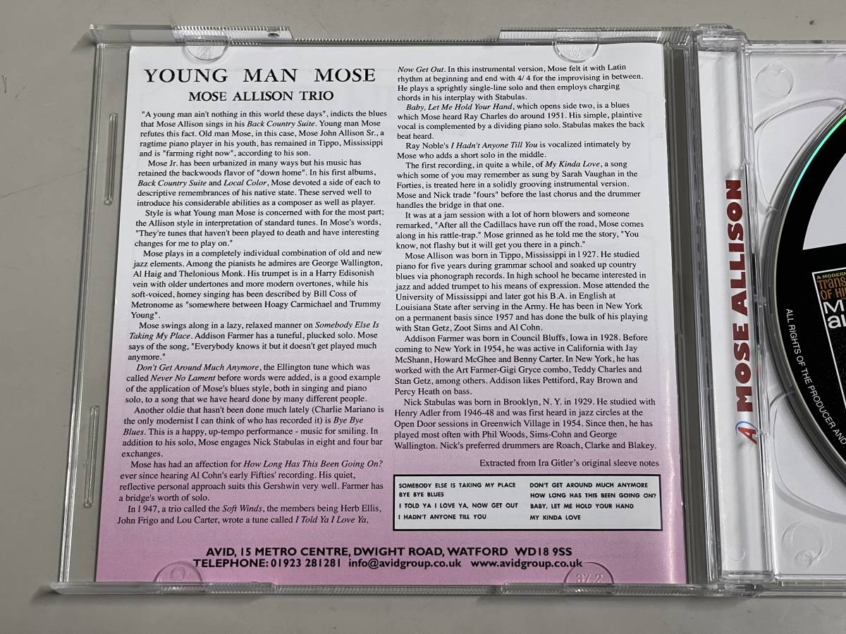 【ほぼ新品2枚組CD】mose allison/transfiguration of hiram brown/creek bank i love the life i live/v-8 ford blues/young man mose_画像2