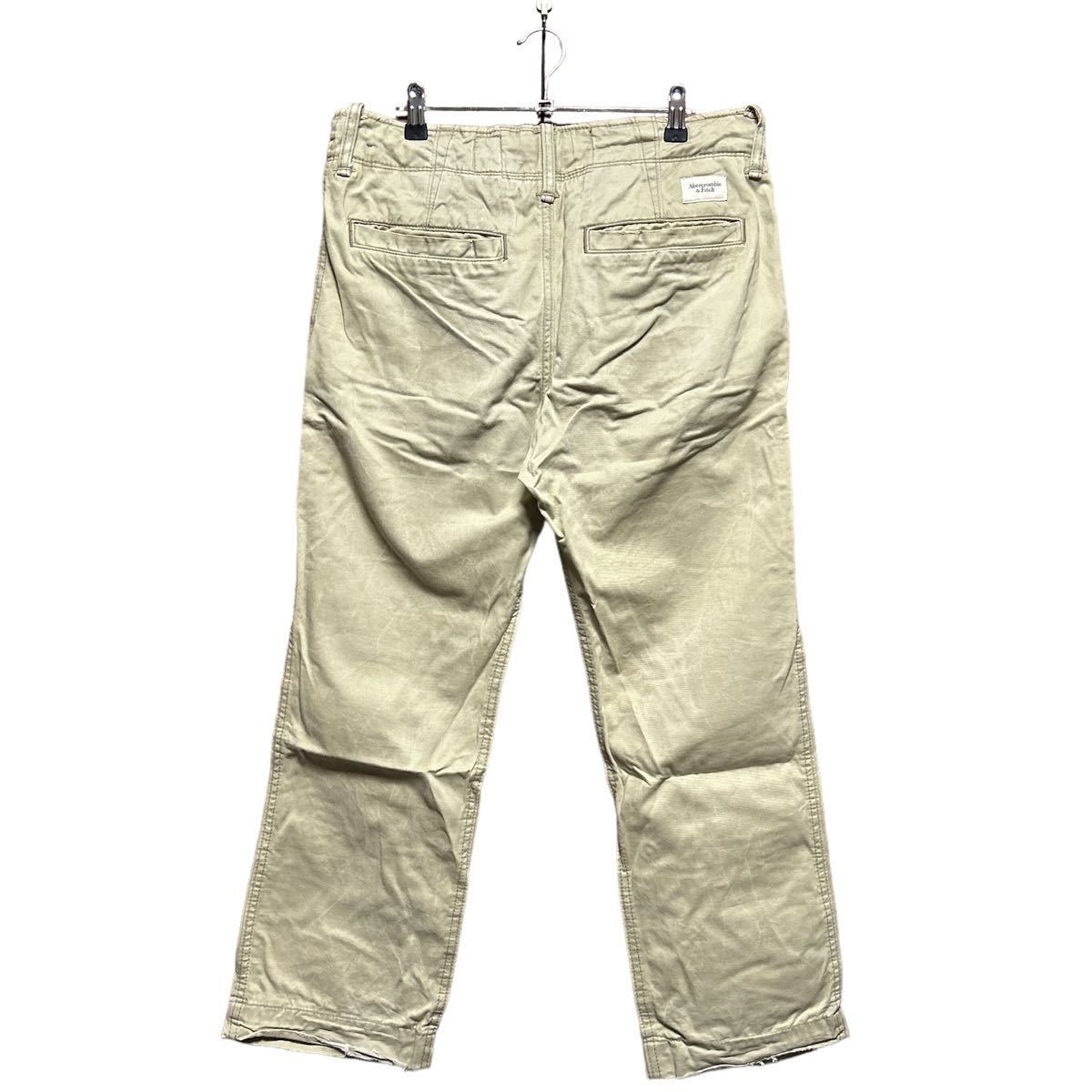 ●洗濯プレス済み● abercrombie&fitch アバクロ コットンチノパンツ ワイドシルエット w32インチ 【1695】_画像2