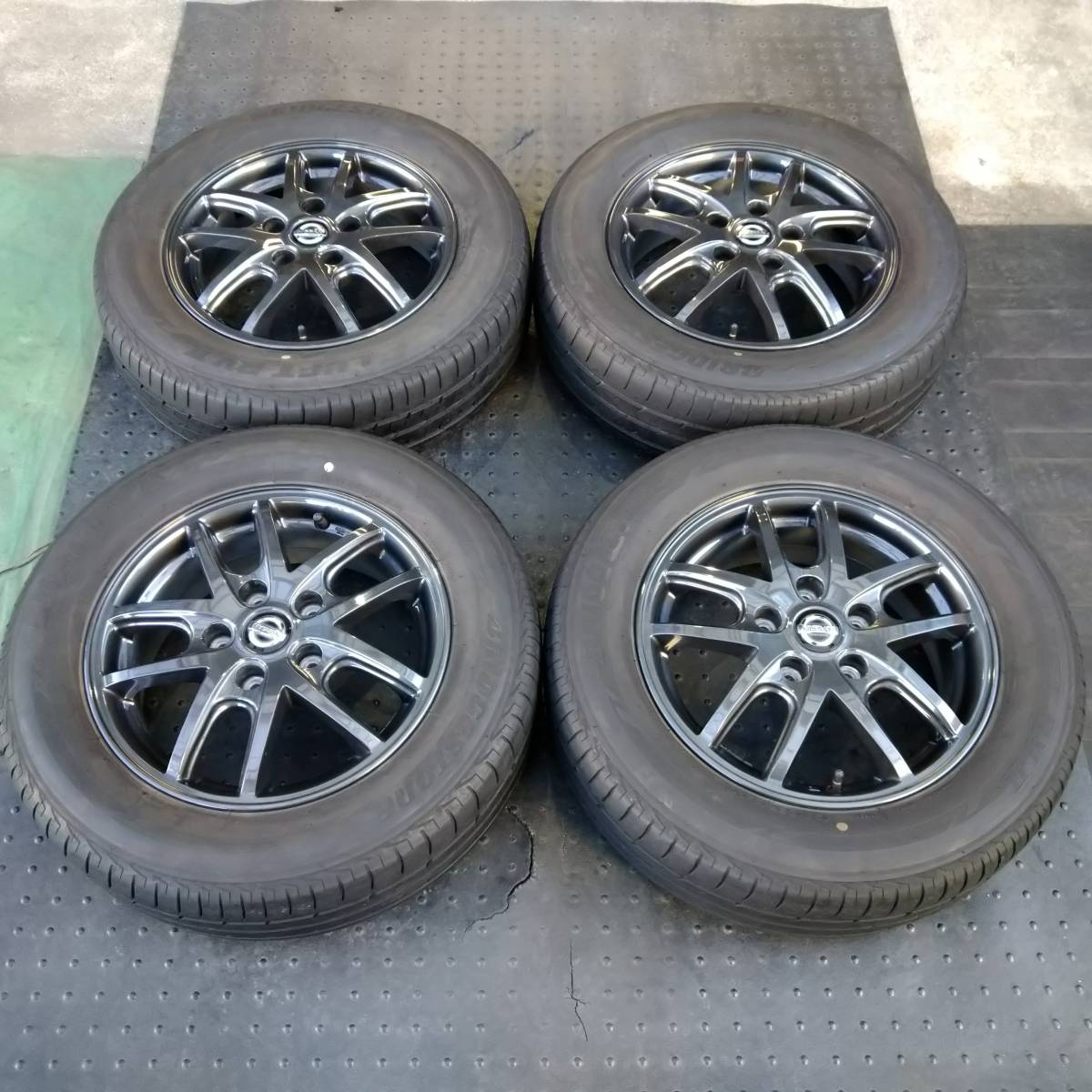 ★美品 日産純正OP エスティーロ C25.26.27 セレナ 15×5.5J +45 PCD114.3/5H 195/65R15 91H ブリヂストン LUFT ルフト RVⅡ 4本セット_画像1