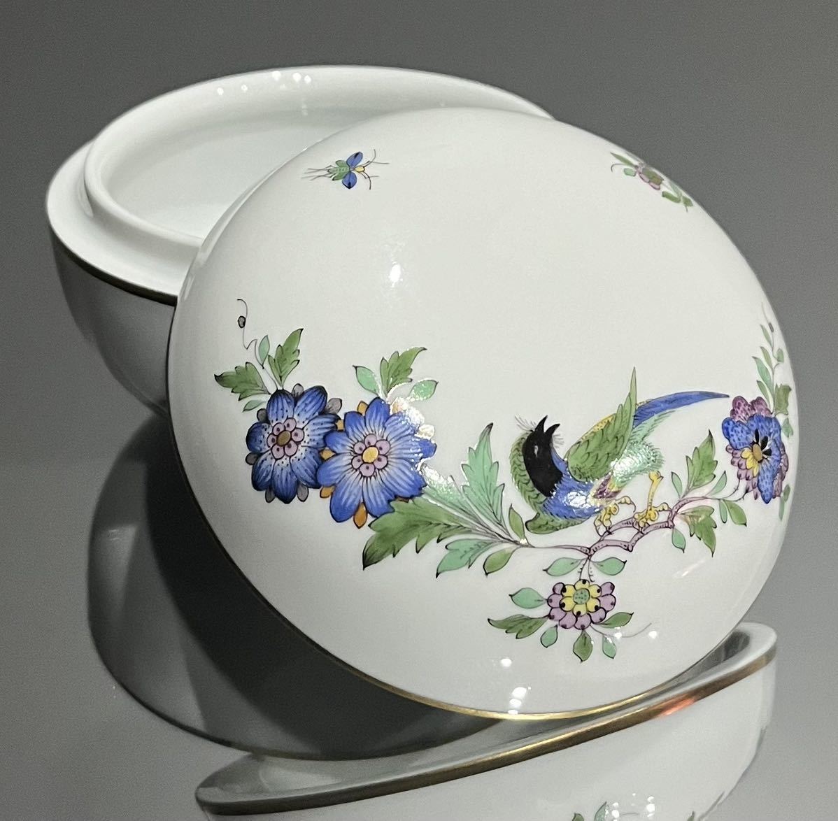 Meissen マイセン /※未使用　1級品　柿右衛門様式　インドの花と鳥　蓋物_画像1