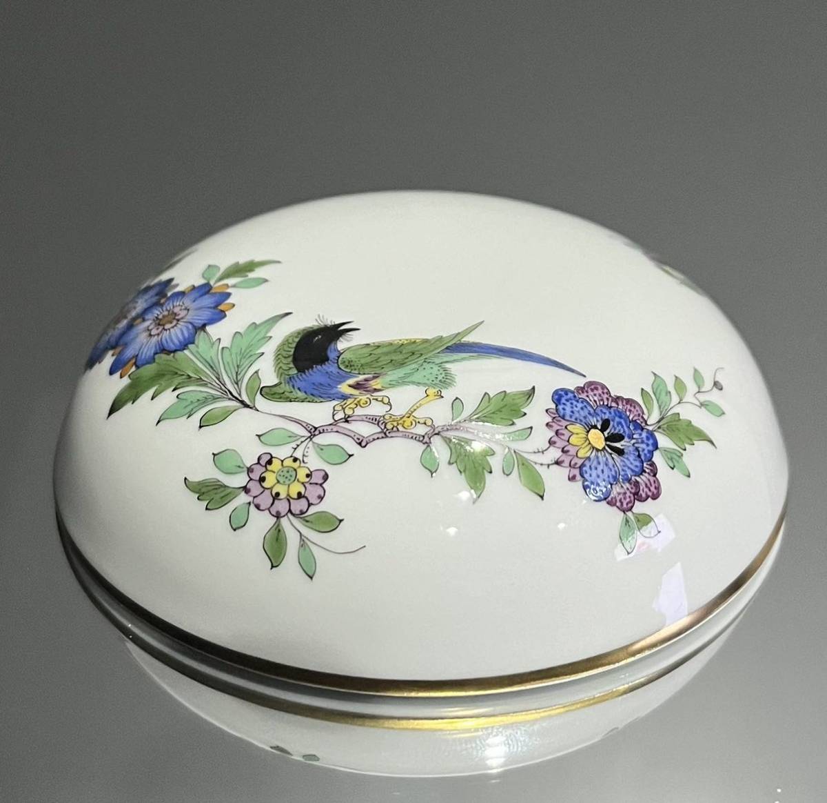 Meissen マイセン /※未使用　1級品　柿右衛門様式　インドの花と鳥　蓋物_画像7