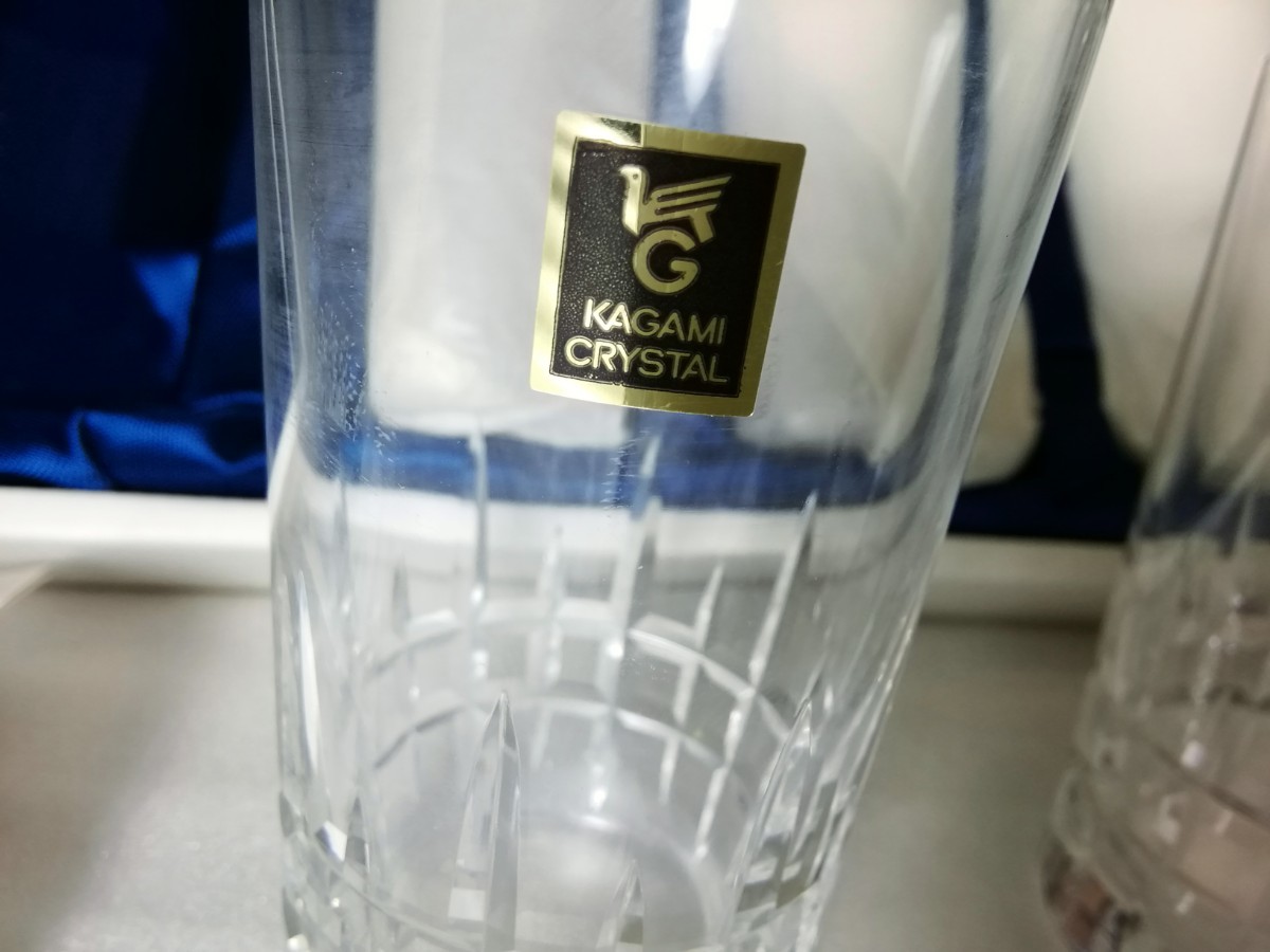 KAGAMI CRYSTAL　カガミクリスタル　タンブラーグラス　５客揃　切子 硝子 食器 コップ 【未使用】長期保管品_画像4