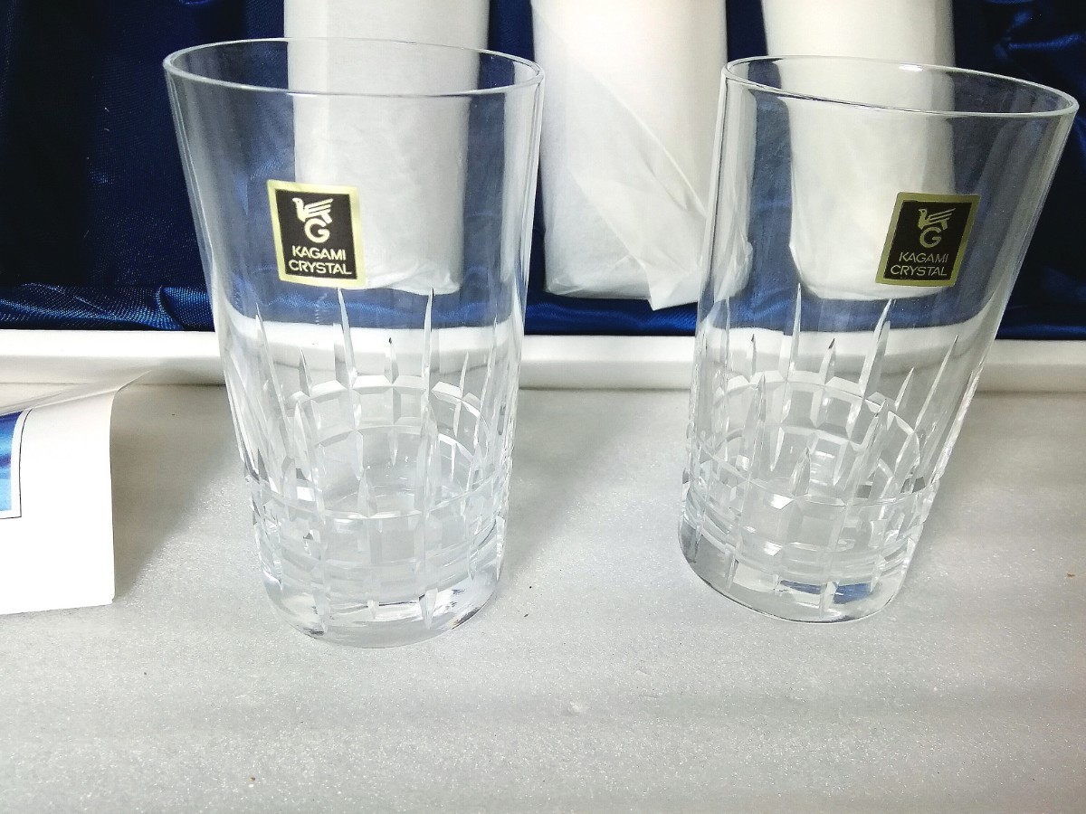 KAGAMI CRYSTAL　カガミクリスタル　タンブラーグラス　５客揃　切子 硝子 食器 コップ 【未使用】長期保管品_画像3