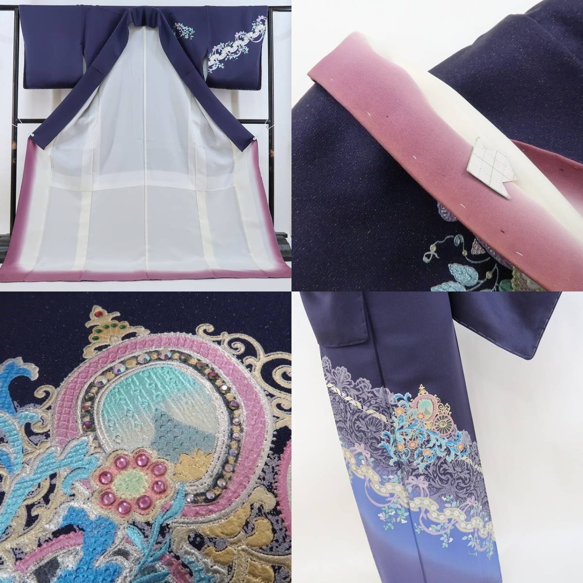 ゆめsaku2 美品 シンデレラ 馬車 金通し 着物 正絹 仕付け糸付 ゆめsaku2 美品 シンデレラ 馬車 金通し 着物 正絹 仕付け糸付