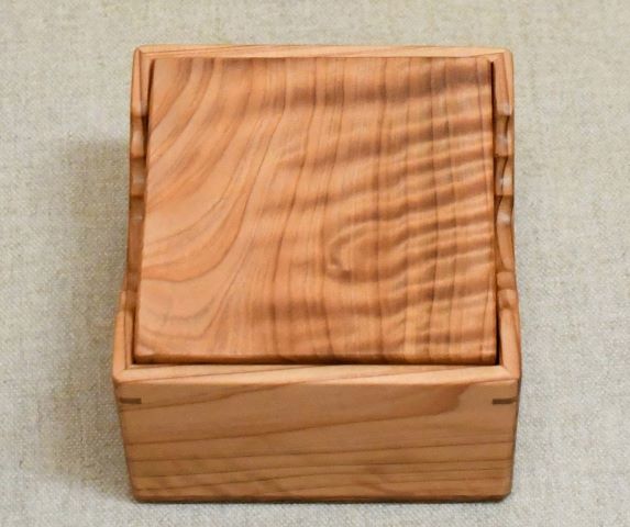 徳島県産木頭杉の駒箱、四面落し。新品化粧箱付き_画像10