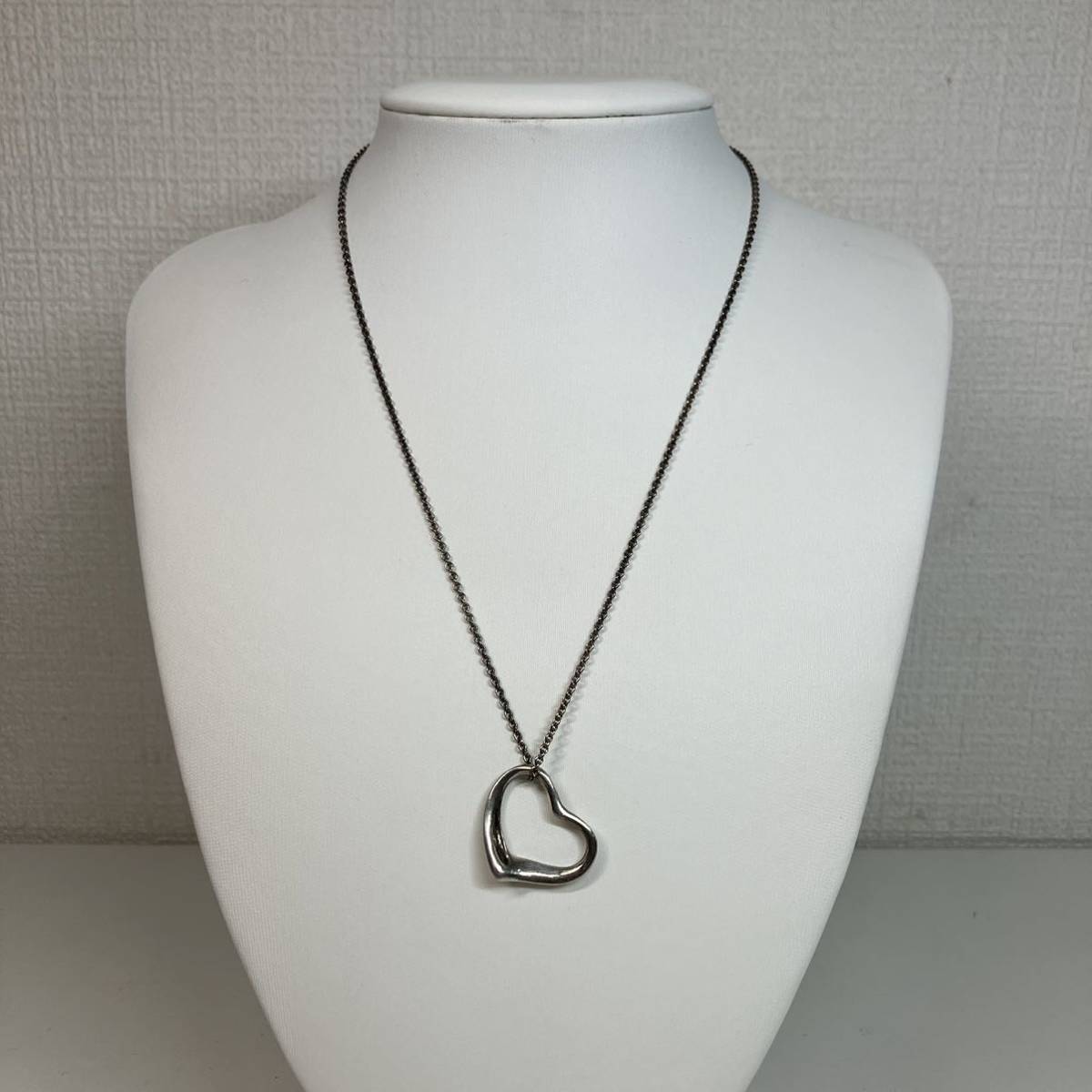 1円〜 12F TIFFANY&Co. ティファニー オープンハート ネックレス STERLING レディースネックレス シルバーアクセサリー エルサペレッティ _画像1