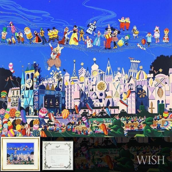 【真作】【WISH】ヒロ・ヤマガタ「IT'S A SMALL WORLD」シルクスクリーン 20号大 大作 直筆サイン 証明書付 ◆ディズニー 　 #23034201_画像1