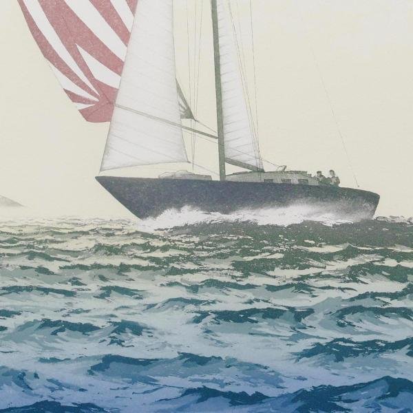 【WISH】サイン有「Running free」リトグラフ 10号大 直筆サイン 帆船図 ヨット #23123396_画像5