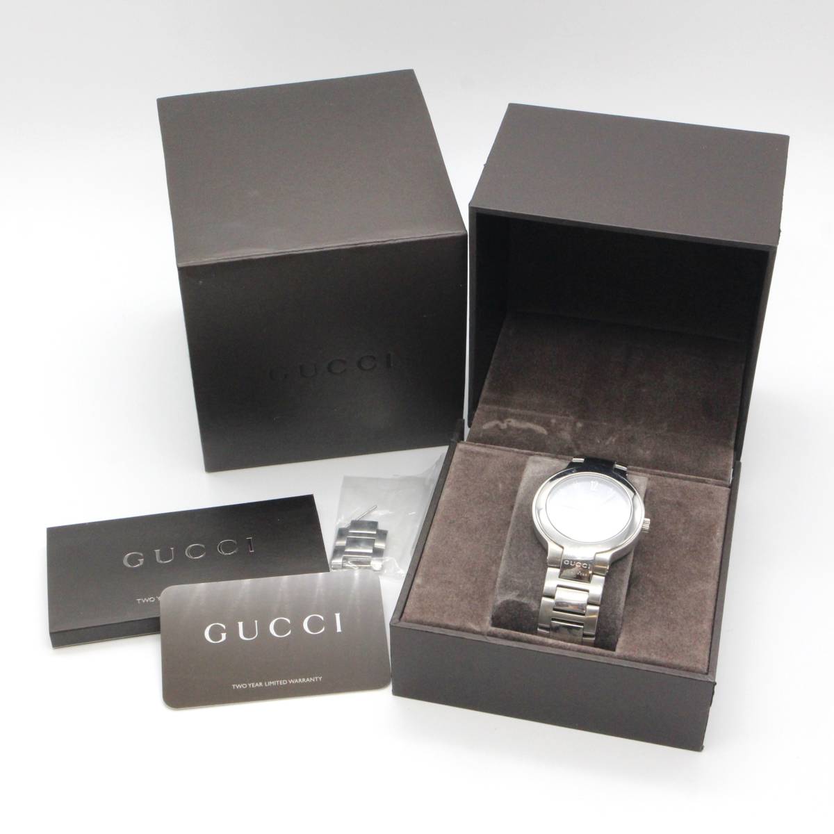 電池交換済み 【GUCCI グッチ】 8900M デイト ラウンド クォーツ/QZ メンズ 腕時計 グレー系文字盤 稼働 付属品あり_画像9