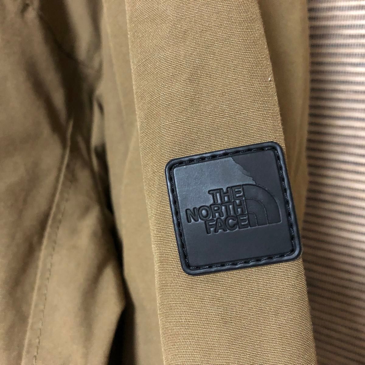 ノースフェイス マウンテンパーカー　中綿ジャケット ベージュカーキー アウトドア　肩ロゴ　XL ワンポイントロゴ 古着　3k