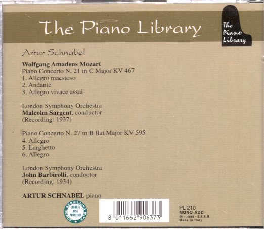 b578 　　モーツァルト：THE PIANO LIBRARY /SCHNABEL_画像2