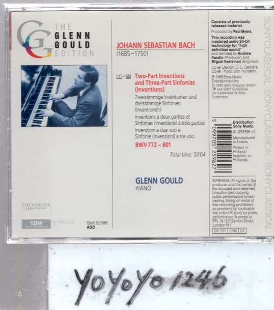 OL414 THE　GLENN　GOULD　EDITION/バッハ：TWO－AND　THREE－PART　INVENTIONS,BWV　772－801/グールド_画像2