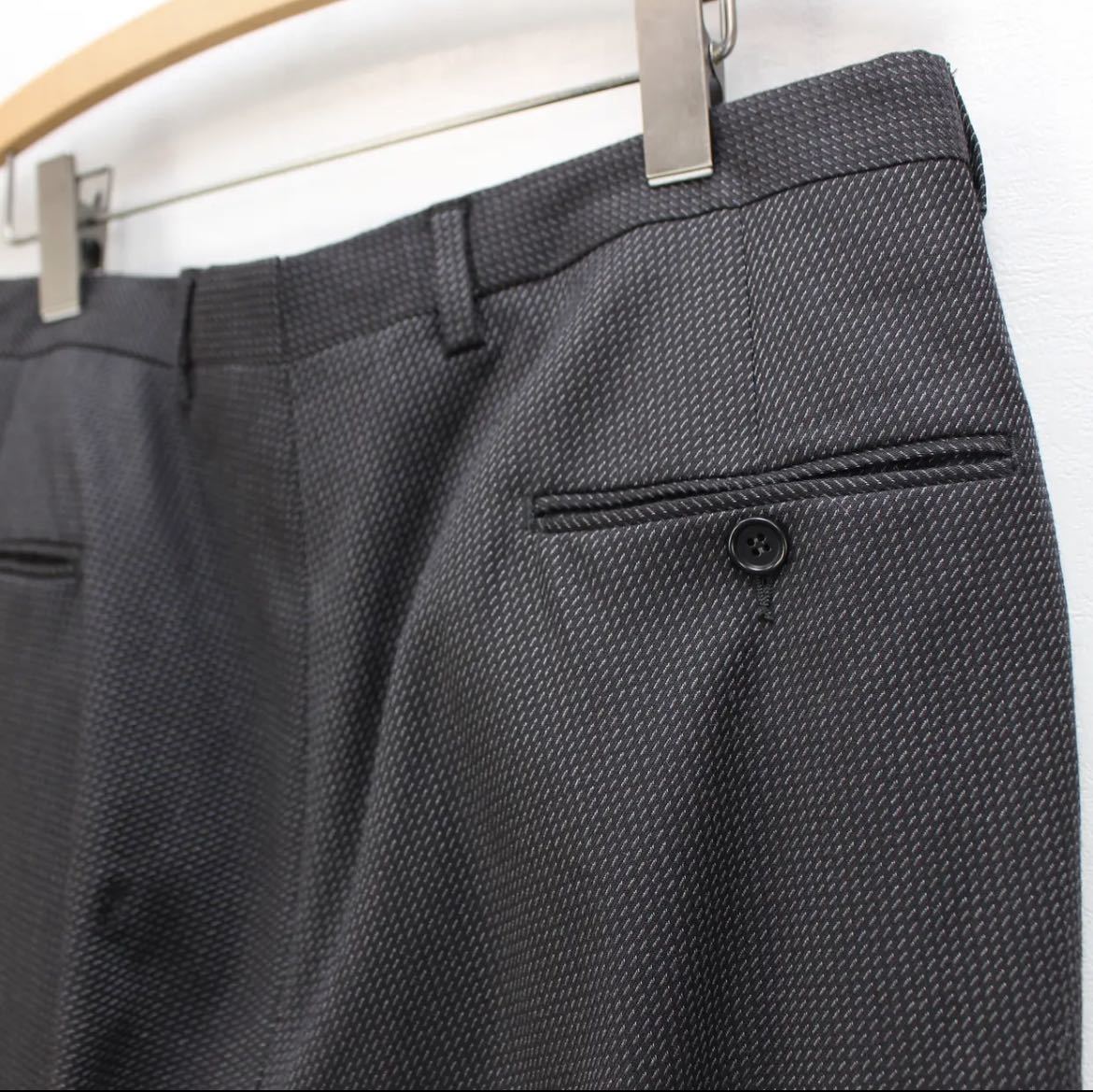 EU VINTAGE BLACK TWEED SLACKS PANTS/ヨーロッパ古着ブラックツイードスラックスパンツ_画像9