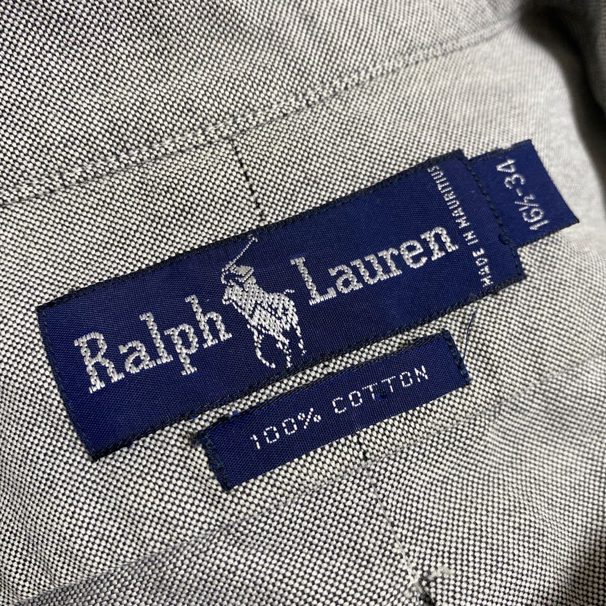 90s Ralph Lauren オックスフォード ボタンダウン シャツ 16 1/2 -34 ラルフローレン 長袖 BD_画像6