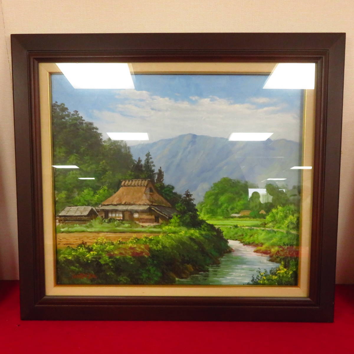  genuine work guarantee art work [ hot water . hot spring close. mountain ./ one water member Kobayashi ..] autograph landscape painting oil painting oil painting picture work of art art goods antique goods old work of art 68.7×61.3