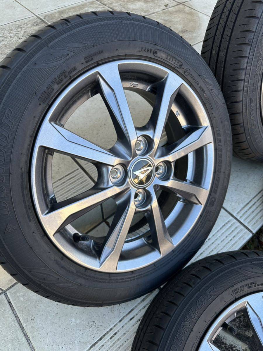 新車外し品 タント ファンクロス 155/65R14 ダイハツ純正 アルミホイール タイヤ 4本セット 現行モデル ダンロップ _画像2