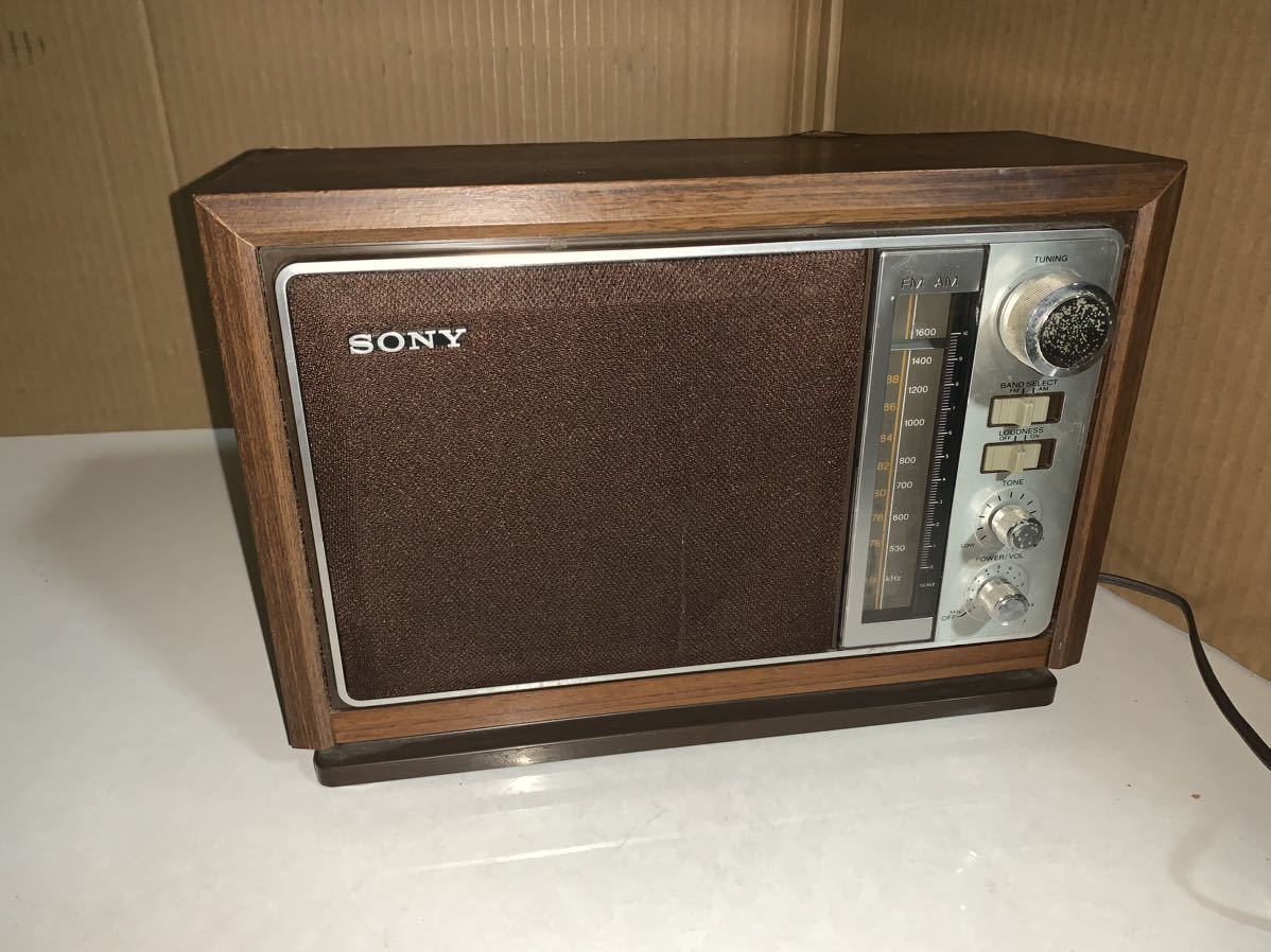 希少 ヴィンテージ 【SONY/ソニー FM/AM2バンド 木製キャビネット ホームラジオ ICF-9740】動作品 昭和レトロ_画像1