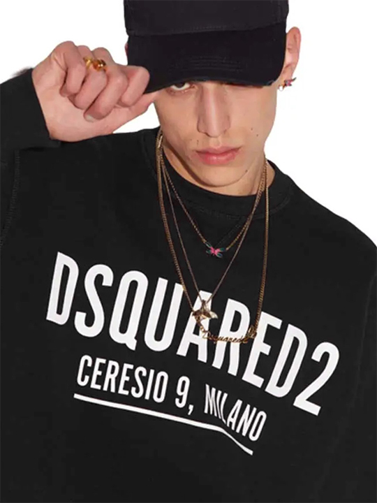 定価6.3万 ディースクエアード DSQUARED2 大人のカジュアルコーデを昇華！ロゴデザイン クルーネックスウェット トップス オーバーサイズ S_画像2