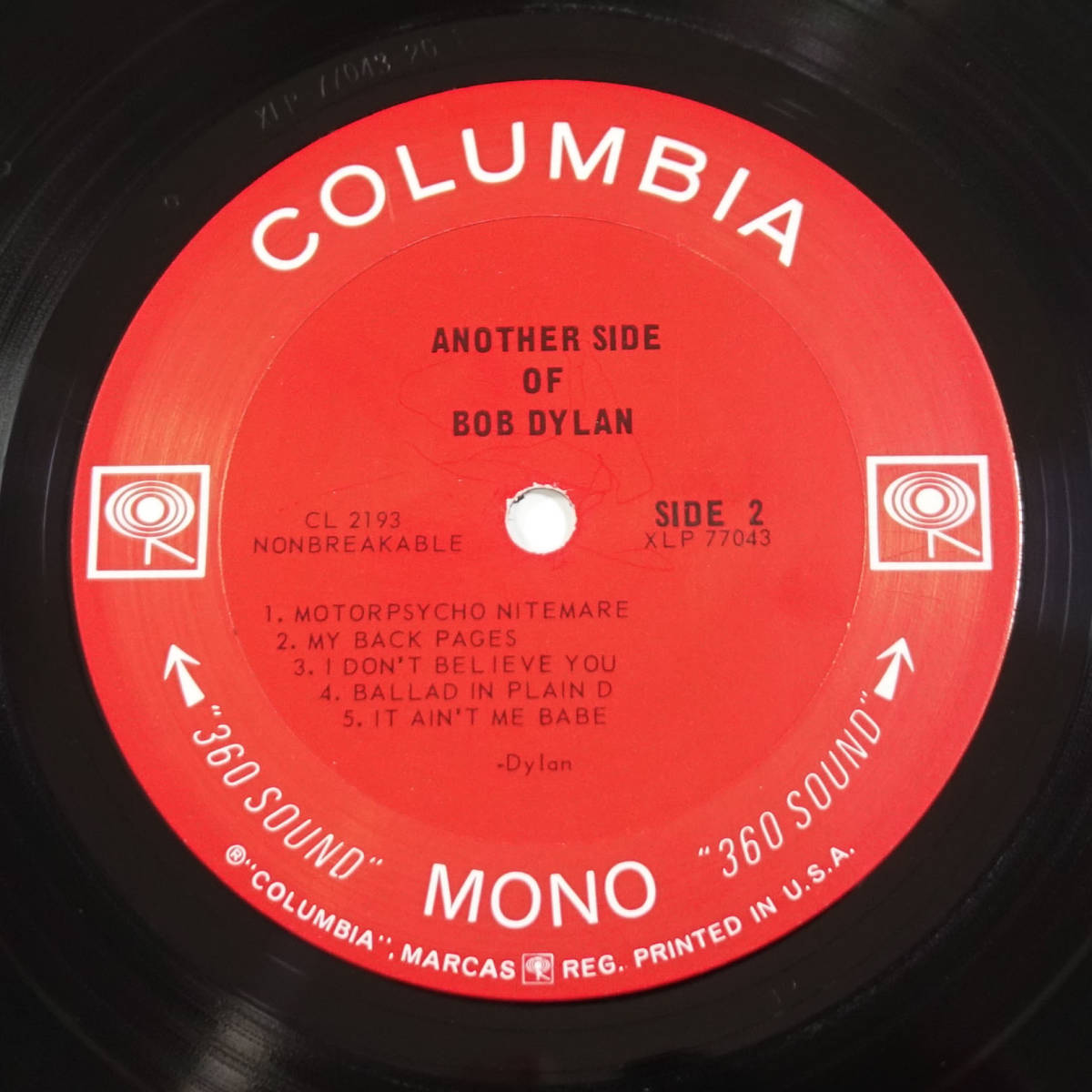 超レア! US Columbia MONO CL 2193 オリジナル 2EYES Another Side of Bob Dylan MAT: 2H/2G_画像8