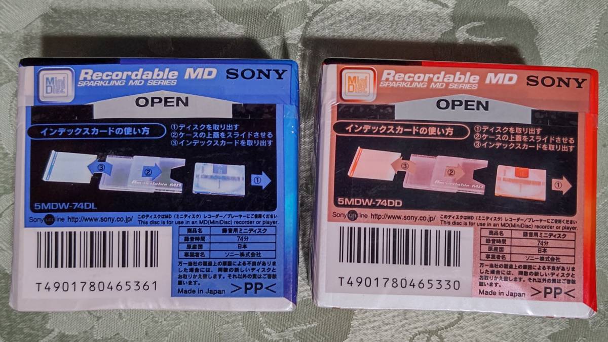J 日本製 MD for WALKMAN ミニディスク SONY カラーコーディネート 74分 10枚セット（ 5枚入り×2PACK PEARL ORANGE&PEARL BLUE) 未開封_画像3