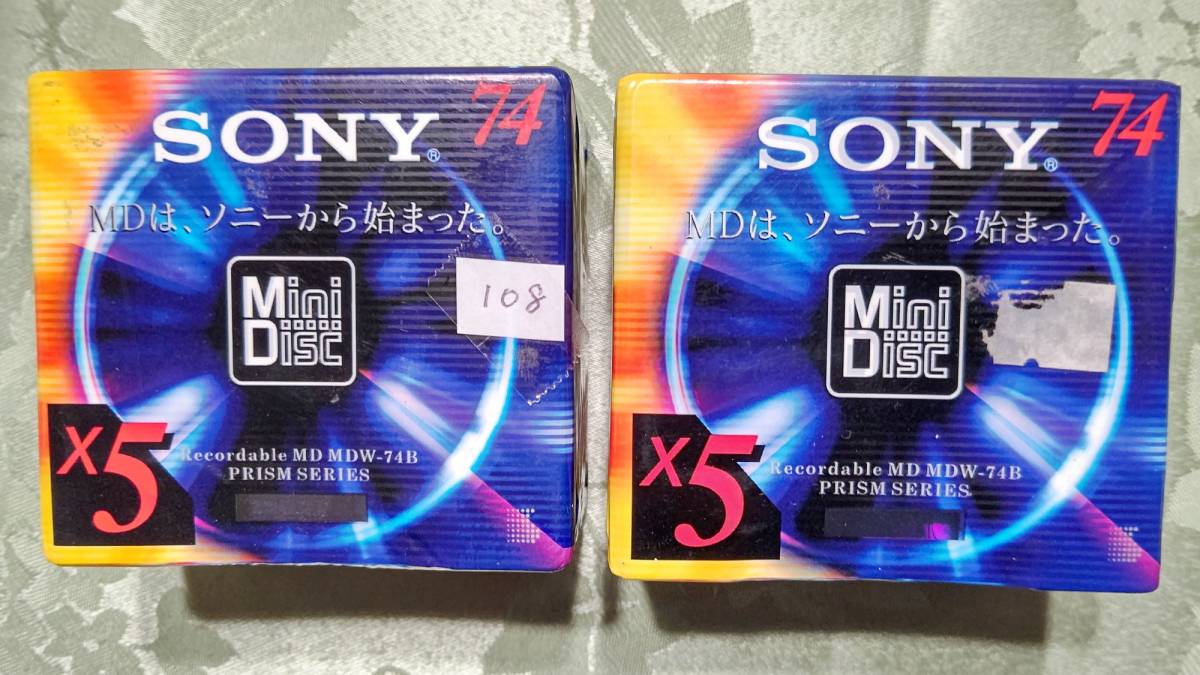 108 made in Japan MD Mini disk SONY Sony PRISM SERIES 74 minute 10 pieces set (RECORDABLE MD 5MDW-74B 5 sheets pack ×2 ) unopened 
