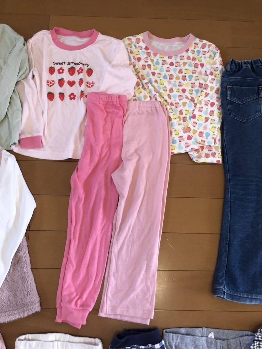 女の子 子ども服 まとめ セット120センチ 18枚 長袖 Tシャツ ズボン 冬 パジャマ ジャンパー ユニクロ キムラタン ベビードール他_画像6