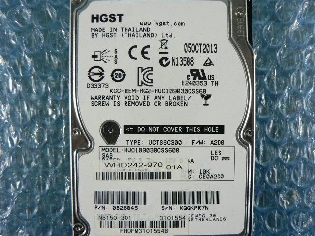 1EZD // NEC N8150-301 300GB 2.5インチ SAS 10K(10000)rpm 6Gb (HGST HUC109030CSS600) // NEC Express/R110d-1M取外 // 在庫6_画像2