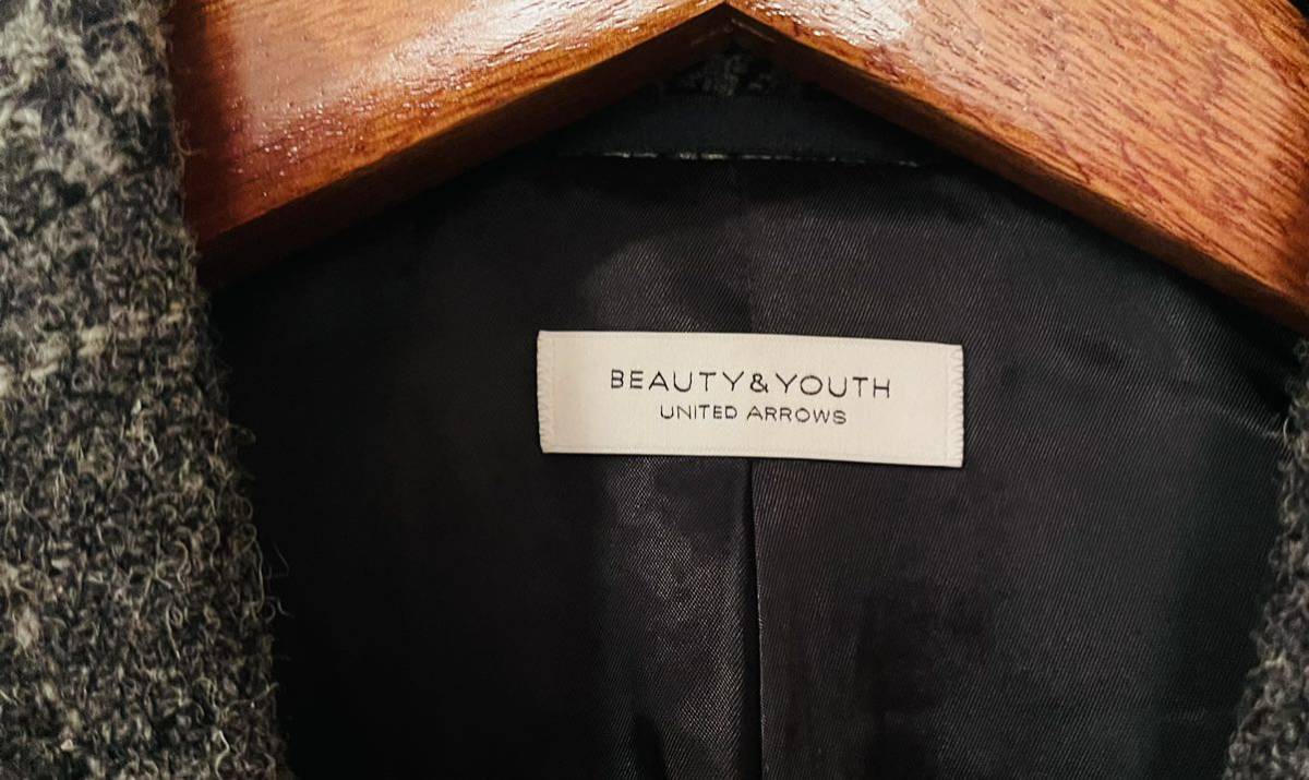 BEAUTY&YOUTH(ユナイテッドアローズ)Harris Tweedダブルネーム　ツイードクレイジーパターンコート　グレー系　Mサイズ_画像6