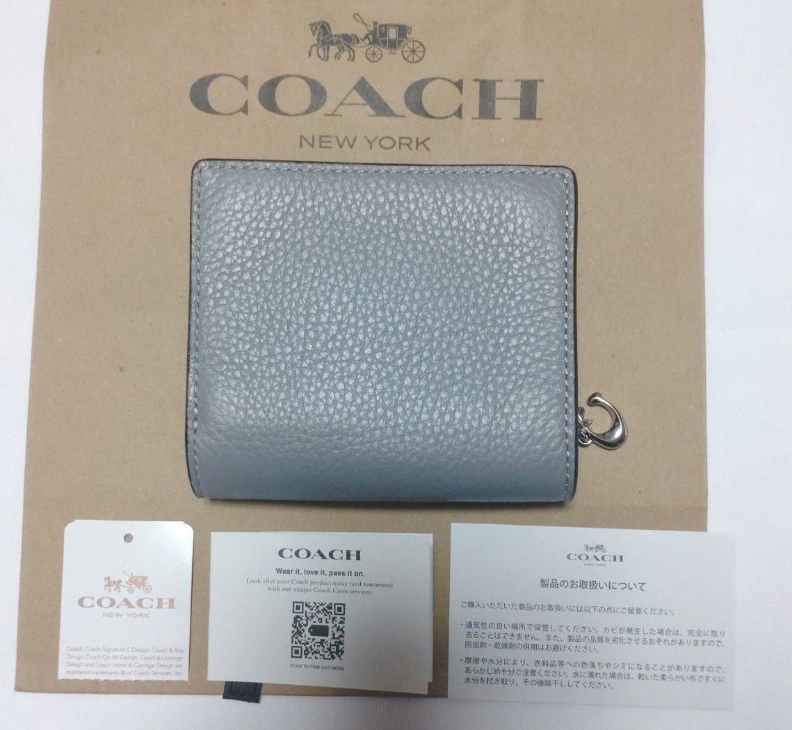 新品 COACH コーチ スナップウォレット 二つ折り財布 グレー系  国内アウトレット購入品