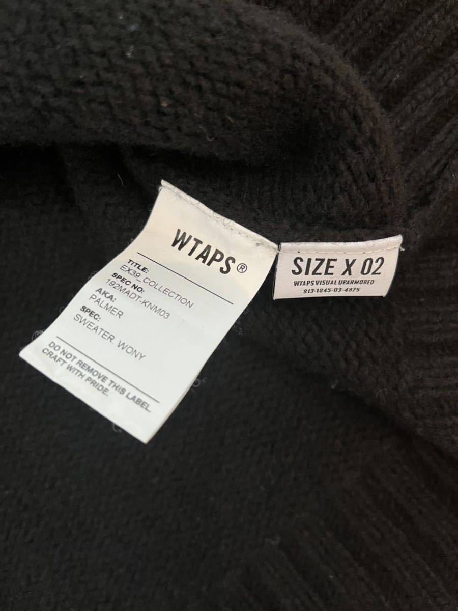 19AW WTAPS PALMER SEWATER 02 BLACK ニット カーディガン_画像6