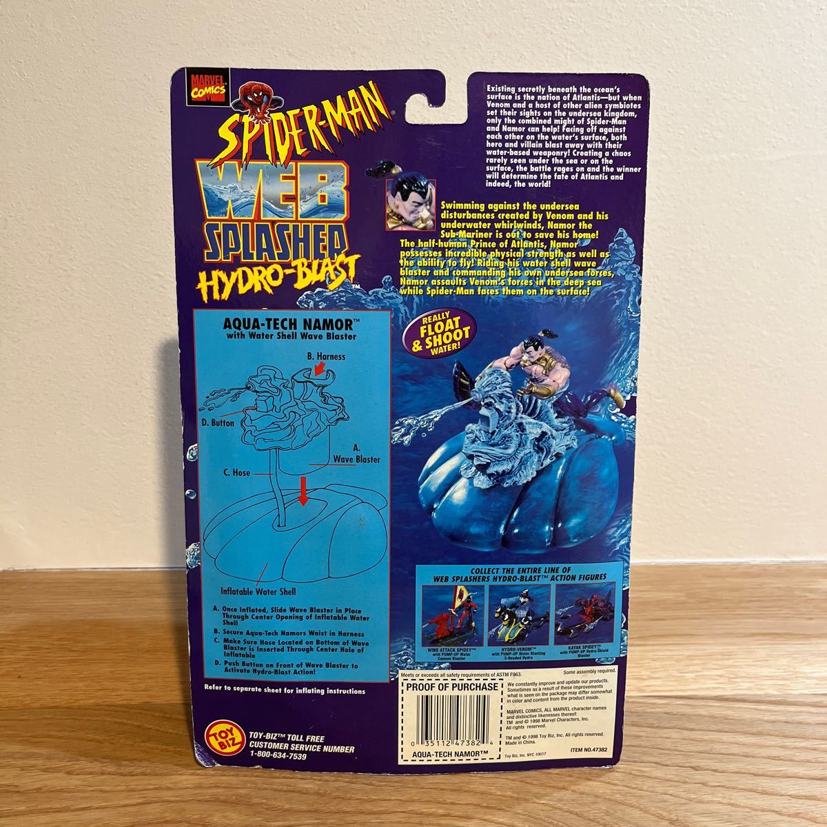 MARVEL/ SPIDER-MAN WEB SPLASHER HYDRO-BLAST [AQUA TECH NAMOR] figure ma- bell comics American Comics TOYBIZ toy biz