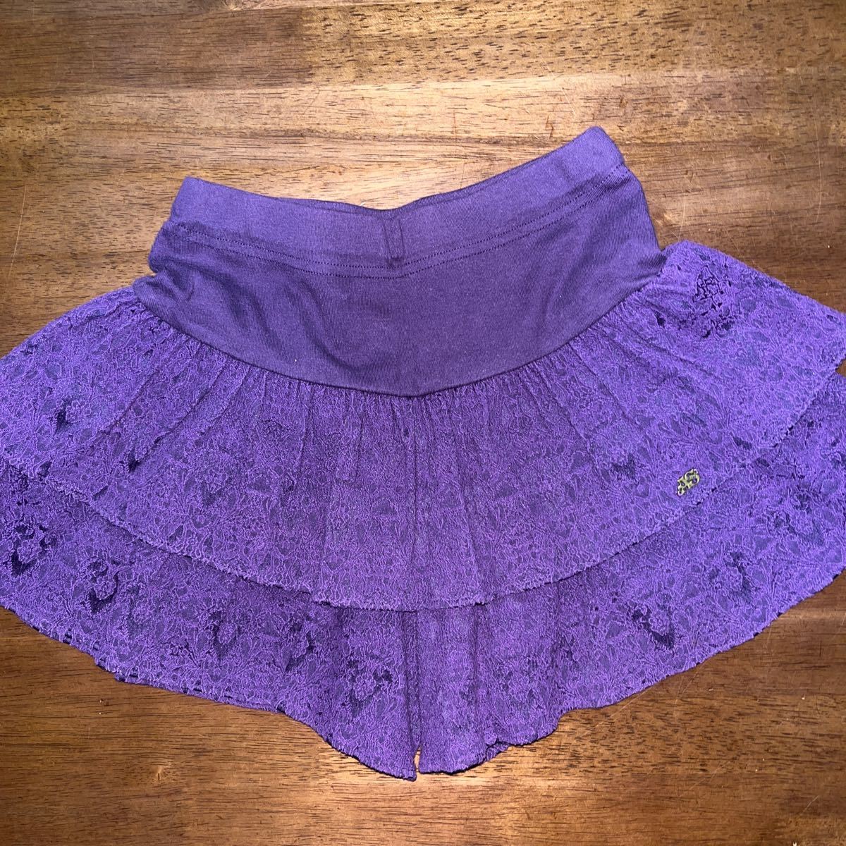 【ANNA SUI mini／アナスイミニ】半袖　Tシャツ　150cm　スカパン　ショートパンツ　140cm　２枚セット　中古　紫　パープル