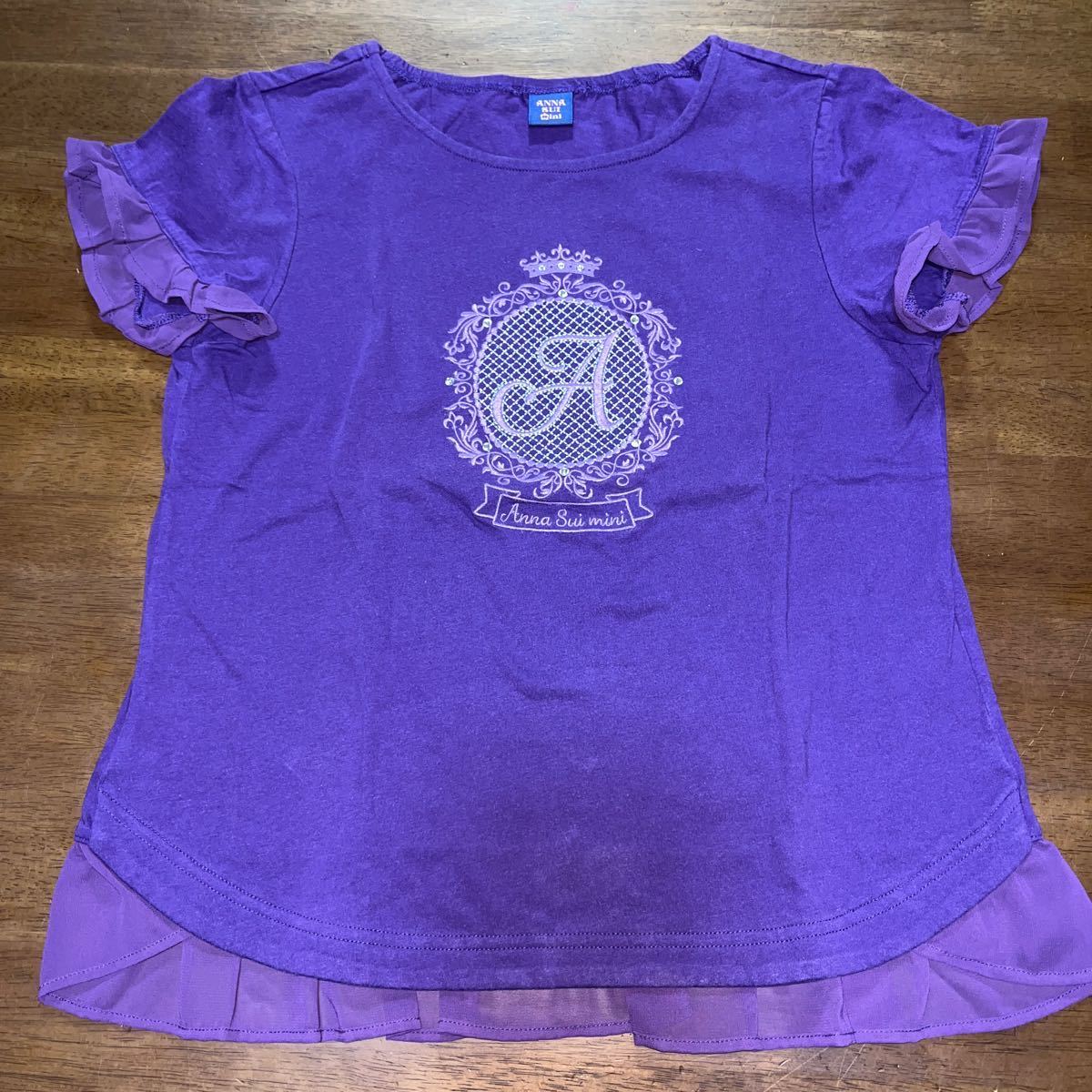 【ANNA SUI mini／アナスイミニ】半袖　Tシャツ　150cm　スカパン　ショートパンツ　140cm　２枚セット　中古　紫　パープル