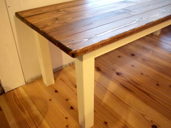 * hand made * Cafe table * white * walnut color *