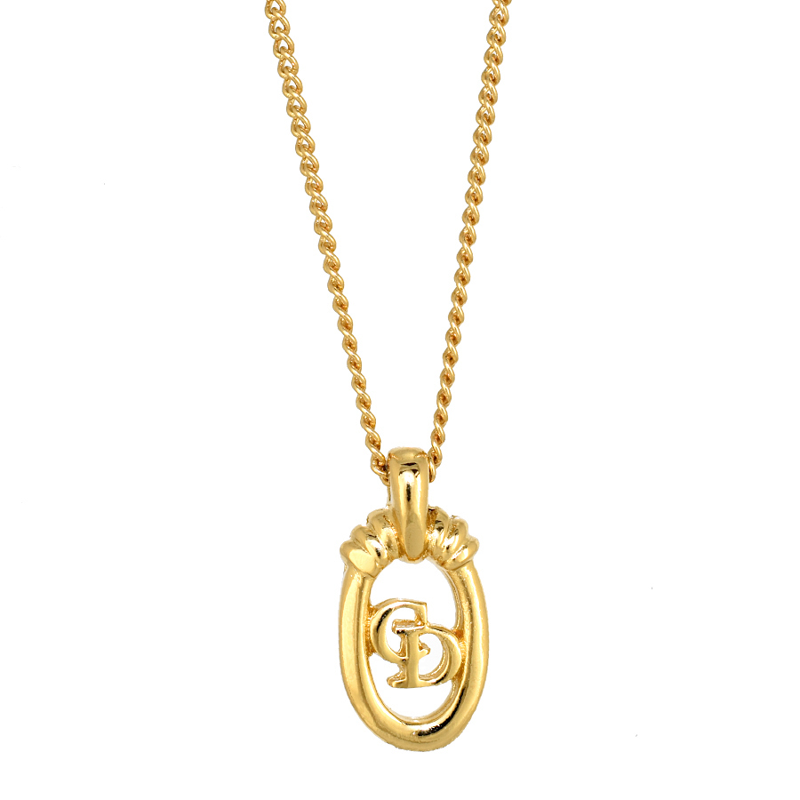 クリスチャンディオール CDロゴ ペンダント ネックレス ゴールドカラー アクセサリー Christian Dior