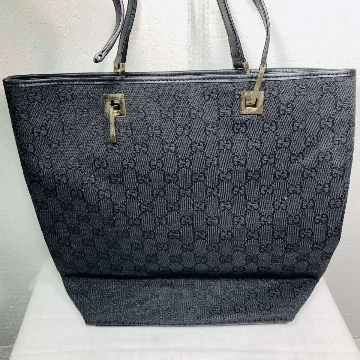 GUCCI グッチ キャンバストートバッグ 002 1098 GG柄 ブラック レディース ジャンク品 1円スタート _画像2