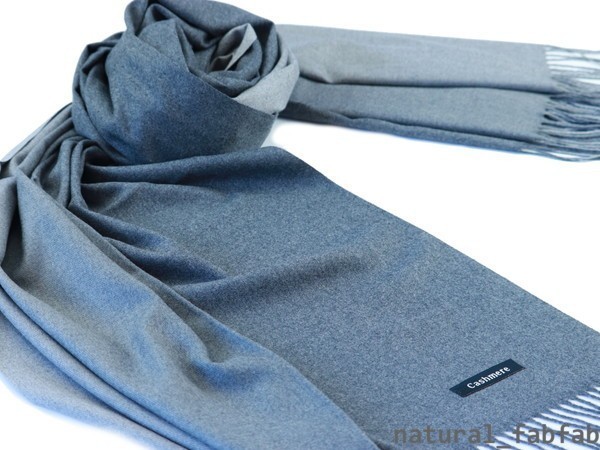 ナチュファブ♪NM-R505☆しっとり カシミア ダブルカラー【チャコールグレー系☆グラデーション】Cashmere 大判 ストール マフラー_画像1