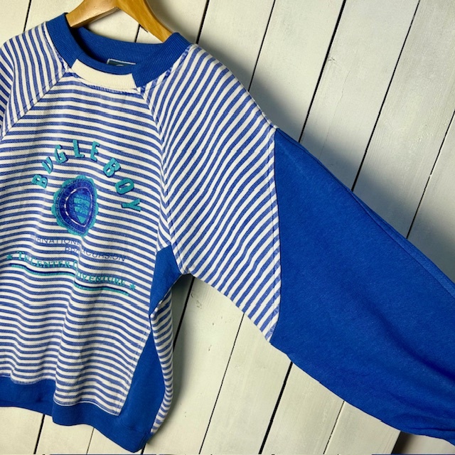 USA古着 90s BUGLE BOY 切替えボーダースウェット boys XL 20 USA古着 90s BUGLE BOY 切替えボーダースウェット boys XL 20