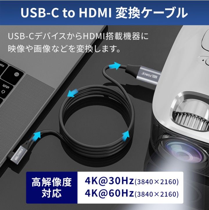 iPhone15 Plus Pro Max 対応 Type-C(オス) to HDMI(オス)  3m 4K  60Hz 