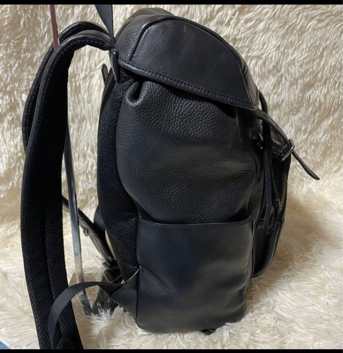 【美品】COACH コーチ リュックサック バックパック ペブルレザー PC収納 A4 ビジネス シボ 大容量