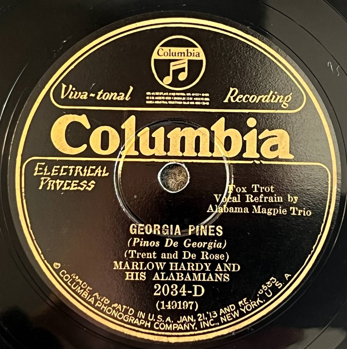 ジャズ MARLOW HARDY AND HIS ALABAMIANS COLUMBIA Georgia Pines/ Song Of The Bayou