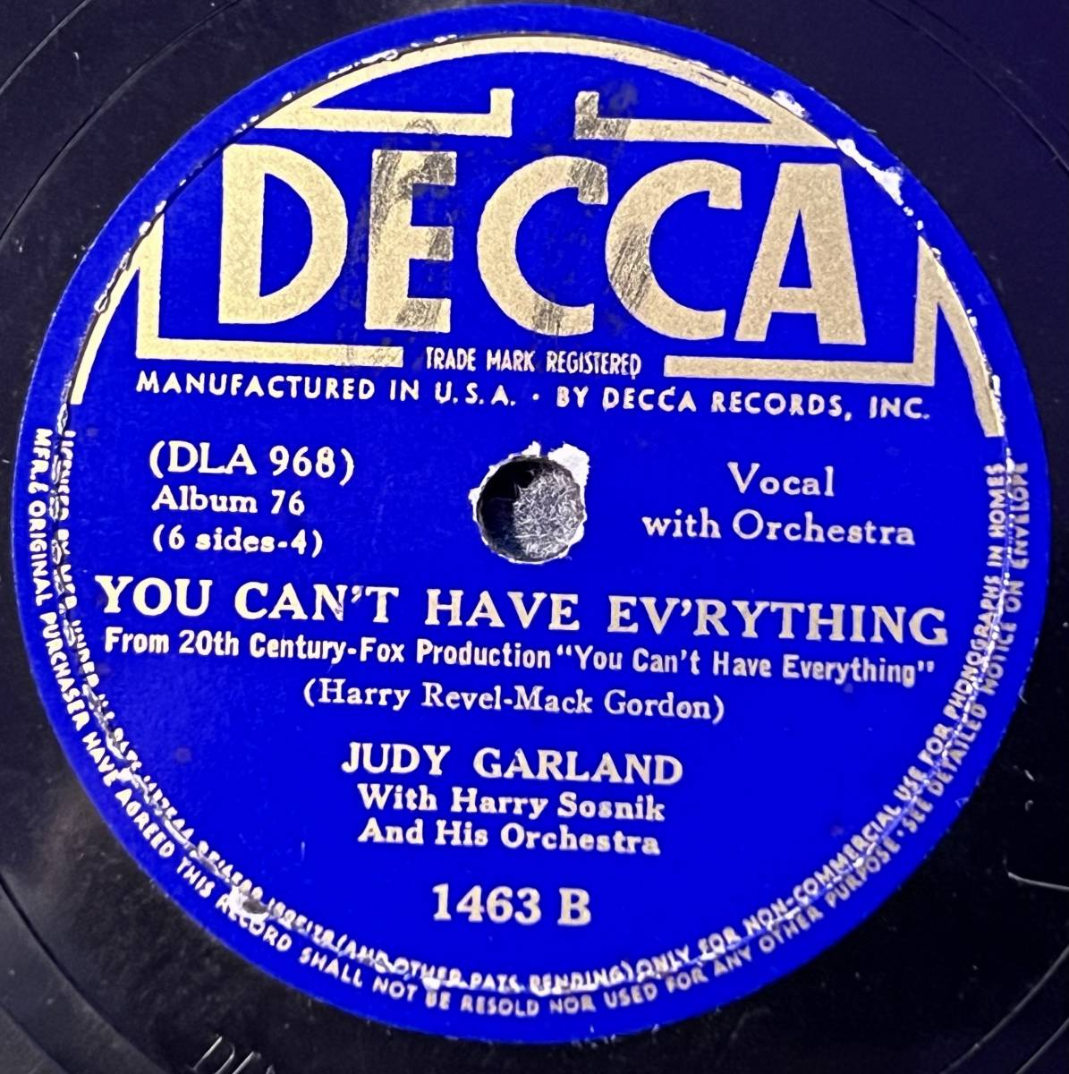 JUDY GARLAND DECCA You Made Me Love You/ You Can’t Have Ev’rything_画像2