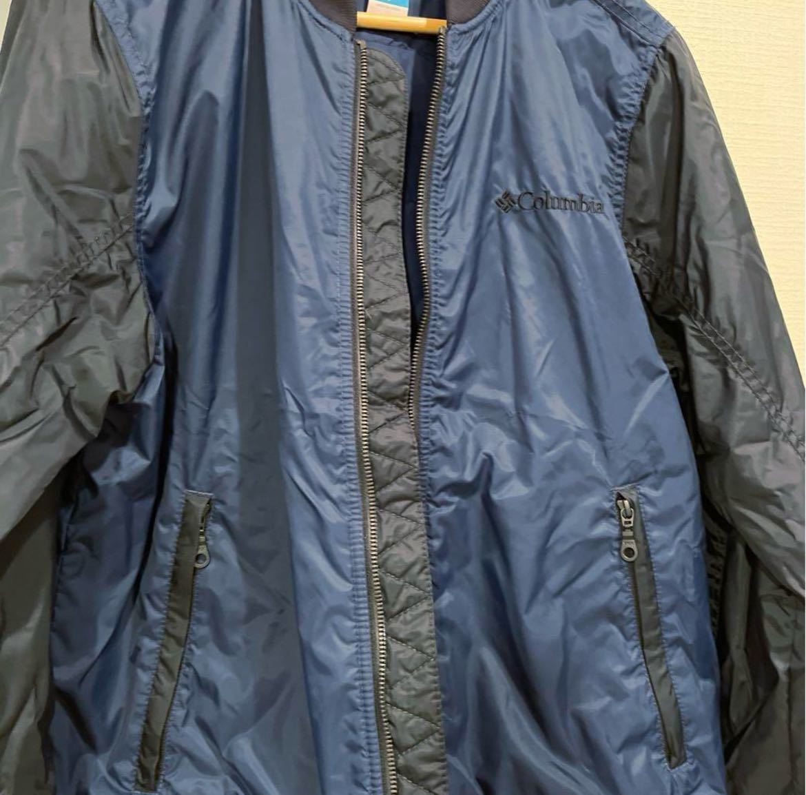 Columbia コロンビア 2トーン ボンバージャケット ジャンパー ブルゾン ジップアップ ネイビー ブラックsize M 長袖の画像6