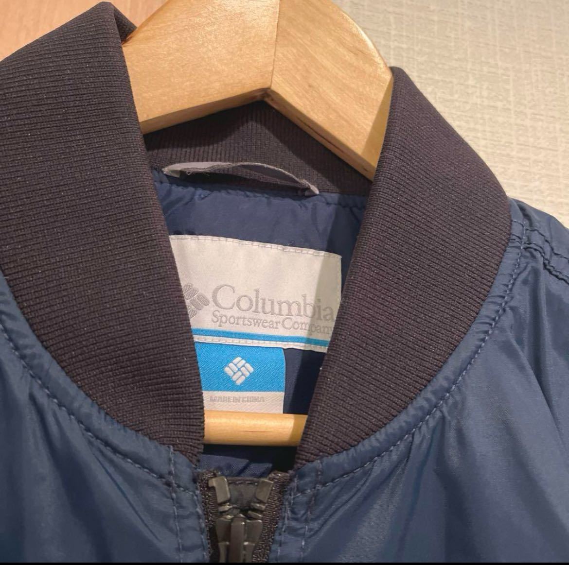 Columbia コロンビア 2トーン ボンバージャケット ジャンパー ブルゾン ジップアップ ネイビー ブラックsize M 長袖の画像3