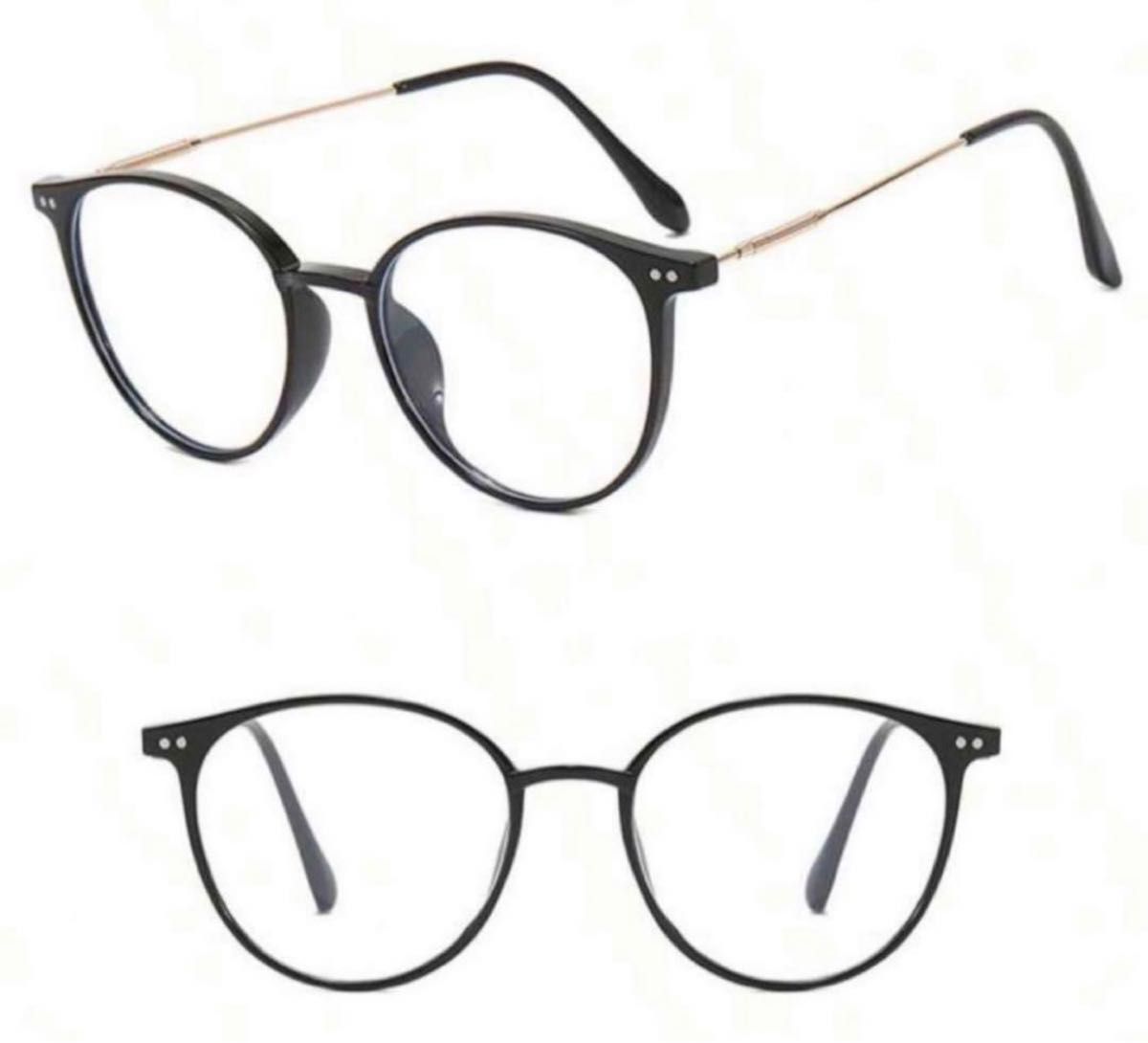 老眼鏡ブラック＋2.0オーバルレジャー金属脚透明メガネクラシックレトロ抗青色光