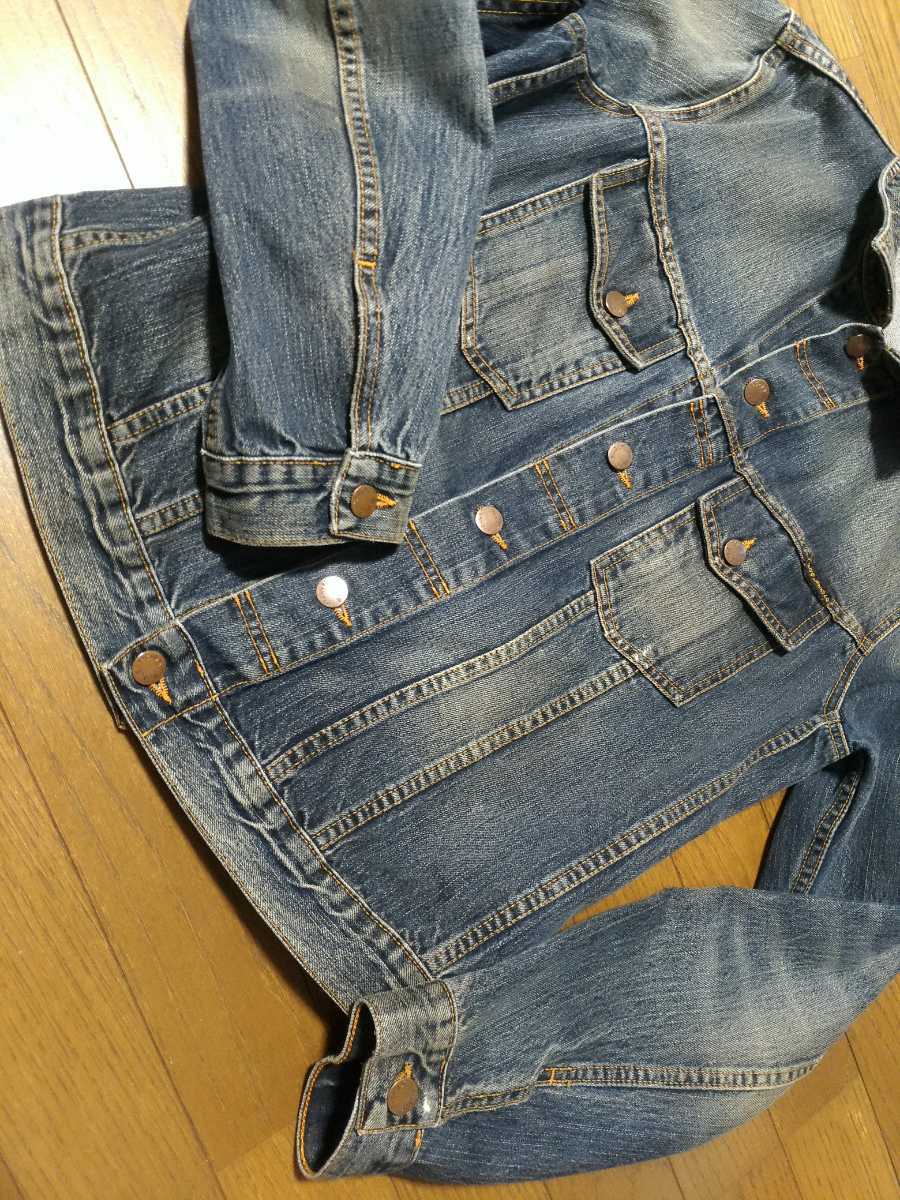 Nudie Jeans Gジャン デニムジャケット ジージャン サイズM ヌーディジーンズ　メンズ　USED加工　イタリア製　正規品_画像3