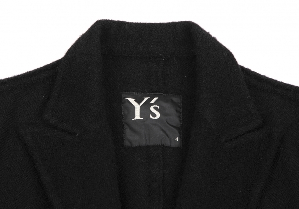 ワイズY's ウール縮絨ヘリンボーン織りテーラードジャケット 黒4_画像4