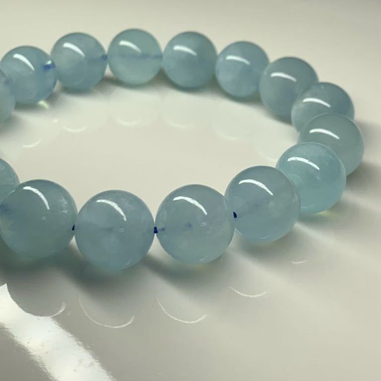  natural stone * marine blue aquamarine bracele * large sphere 13mm 19cm