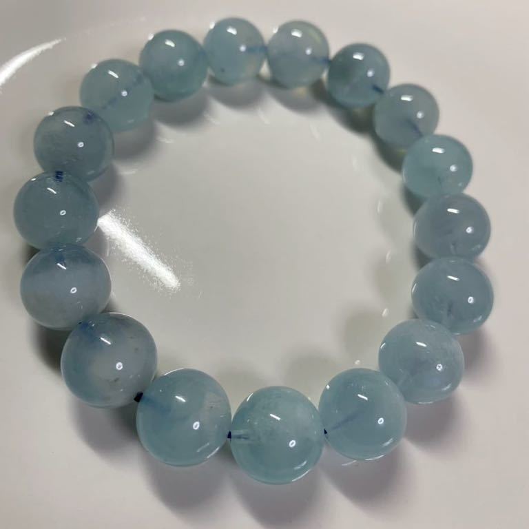  natural stone * marine blue aquamarine bracele * large sphere 13mm 19cm